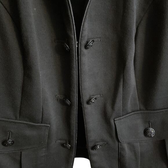 Lane Bryant Woman Plus 18 Blazer Black Ponte Metal Crown Button Accents Pockets - Picture 4 of 10